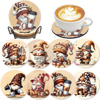 Clendo 8 Pcs Coffee Gnome Diamond Art Coasters Kit by Clendo