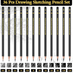 36 Pcs Drawing Sketching Pencil Set Professional Graphite Charcoal Gift Bulk - Image 3