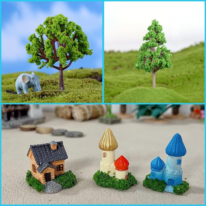 Cayway 53 PCS Fairy Garden Accessories Outdoor, Mini Model Tree Lawn House - Image 9