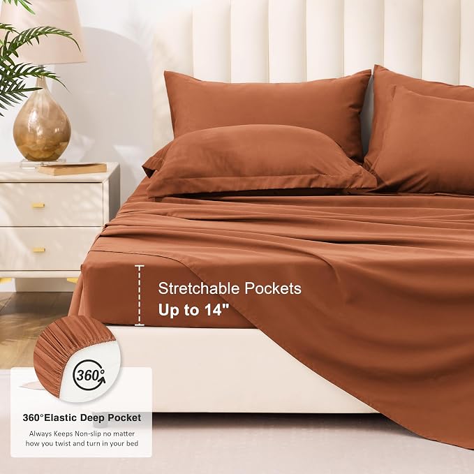 Love's cabin Twin XL Comforter Set Burnt Orange, 5 Pieces Twin XL Bed in a Bag - Image 6
