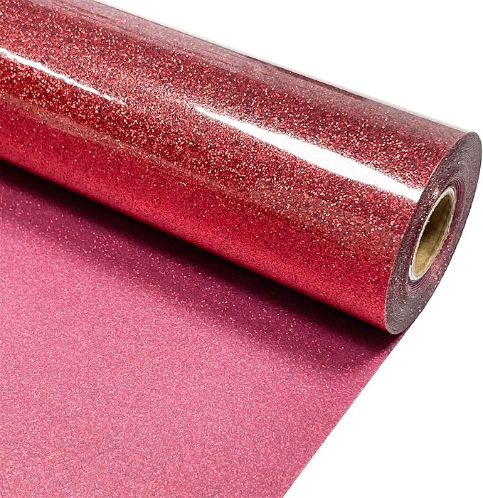 Red Glitter Heat Transfer Vinyl 12" x 15 ft HTV by MerryMade