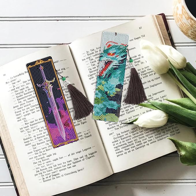 8 Pcs Dragon Sword Diamond Art Bookmarks Kit, Fantasy Diamond Painting Book - Image 7