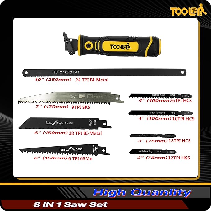 8-In-1 Multi Blades Hand Saw, Drywall Cutter. Hacksaw. Long Blade Hand Saw - Image 4