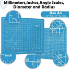 A4 Cutting Mat, Small Self Healing Sewing Mat 12in x 9in Rotary Cutting Mat - Image 2