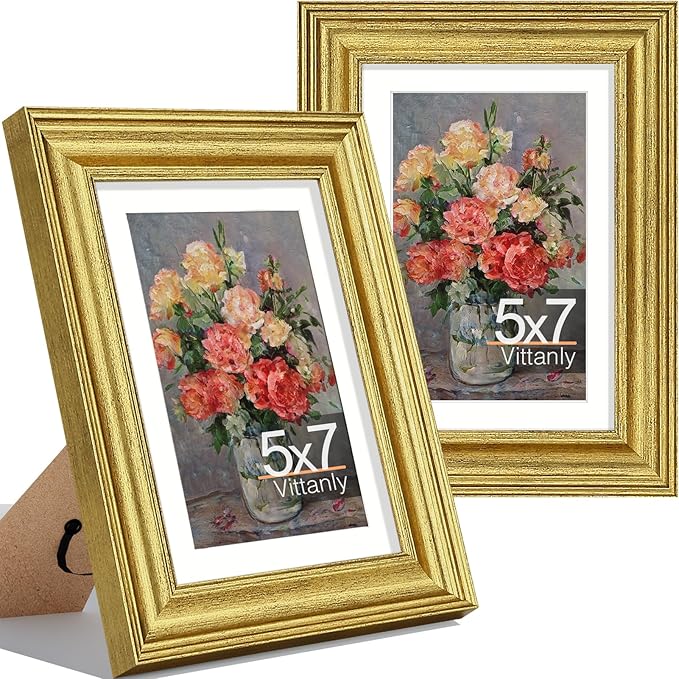 Vittanly 5x7 Picture Frames Set of 2, Ornate Vintage Photo Frame by Vittanly