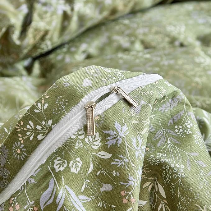 mixinni 3 Pieces Duvet Covers King Size, 100% Cotton Comforter Cover Wildflower - Image 6