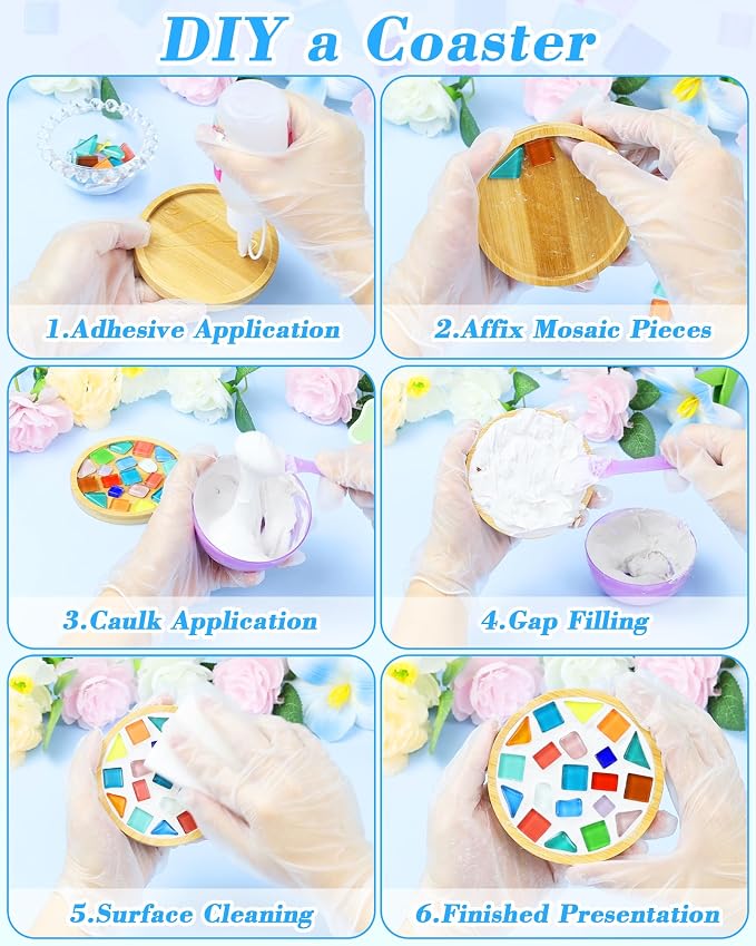 FIVEIZERO 300Pcs Mosaic Tiles for Crafts Bulk - 420g Glass Mosaic Kits - Image 4
