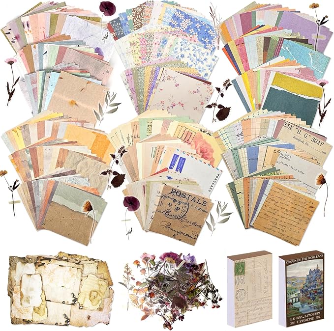565 Pcs Vintage Scrapbook Paper Kit, Scrapbook Paper Supplies by Naszonus