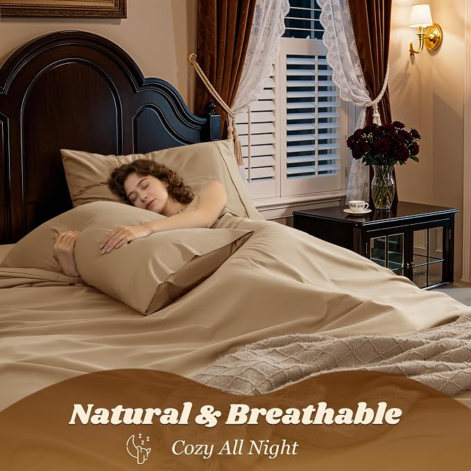 LBRO2M 1000 Thread Count 100% Egyptian Cotton Sheets Set King Size, 4 Piece - Image 5