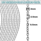 Jishi 33ft Silver Stainless Steel Chain 2mm Jewelry Necklace Link Cable Chain - Image 3