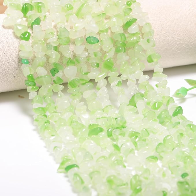 200 Pcs Crystal Chip Beads for Jewelry Making 5-8mm Green Wave Agate | Natural by DQJRJTJewelryMakingCraftsSupplies