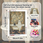 VeGuude Diamond Art Kits for Adults, Full Drill Black Cat Cute Ghost Diamond - Image 3
