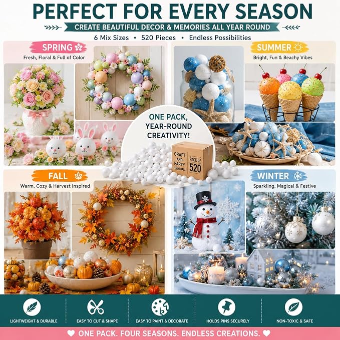 Evershine 520 Pack Craft Foam Ball Assorted - Image 5