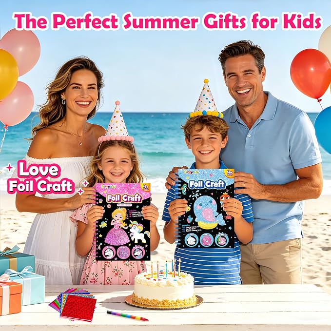 FUNNYB&G Foil Art Craft Kit for Girls 4-10 Years Old: Mess-Free & No-Glue - Image 7