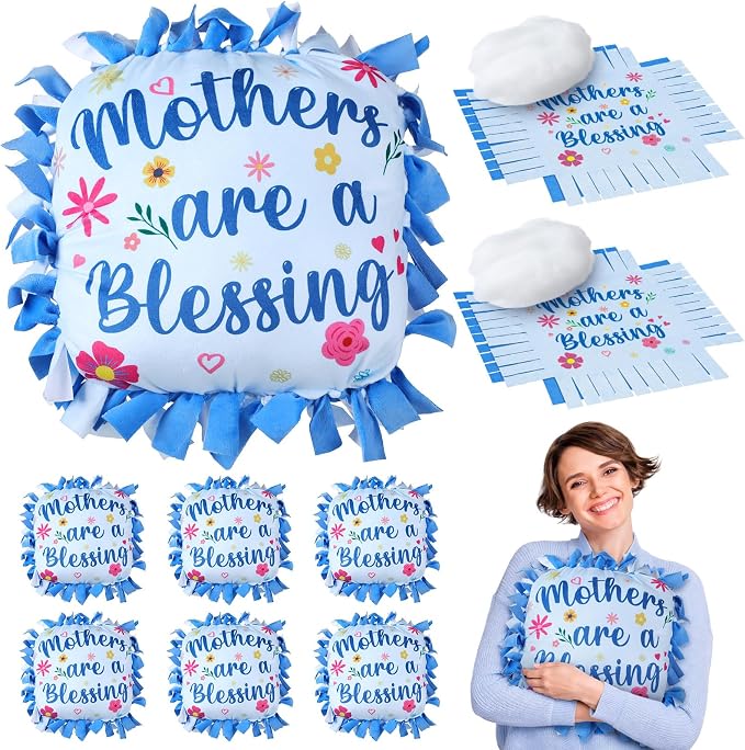 Chunful 6 Sets Christmas Fleece Tied Pillow Craft Kits Mothers are a Blessing by Chunful