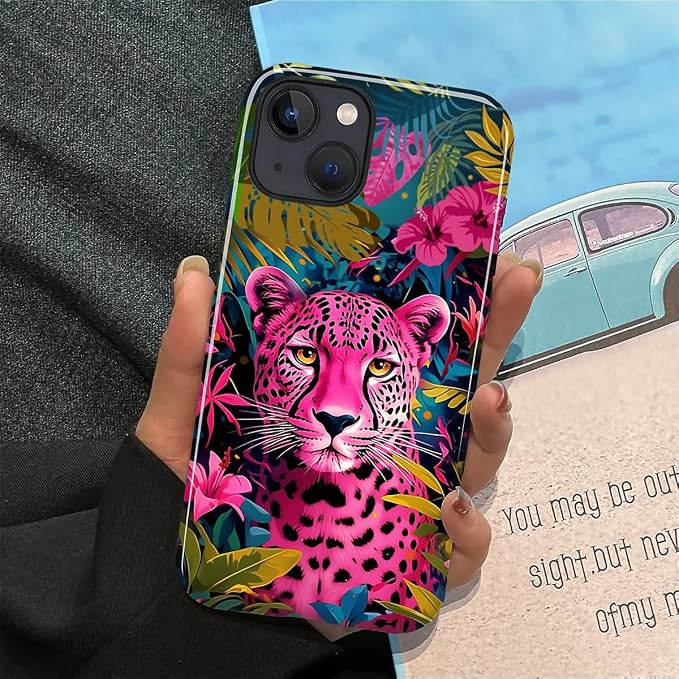 ZHEGAILIAN Case for iPhone 15, Panther Leopard Flower Durable Shockproof - Image 5