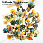 60PCS Botanical PET Stickers Set – Waterproof Flower and Butterfly Designs - Image 2