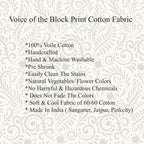 E-Tailor® Indian Ethnic 100% Cotton Voile Running Hand Block Print Natural - Image 5