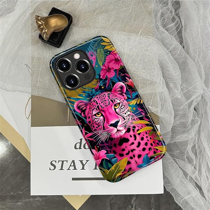 ZHEGAILIAN Case for iPhone 14 Pro, Panther Leopard Flower Durable Shockproof - Image 6