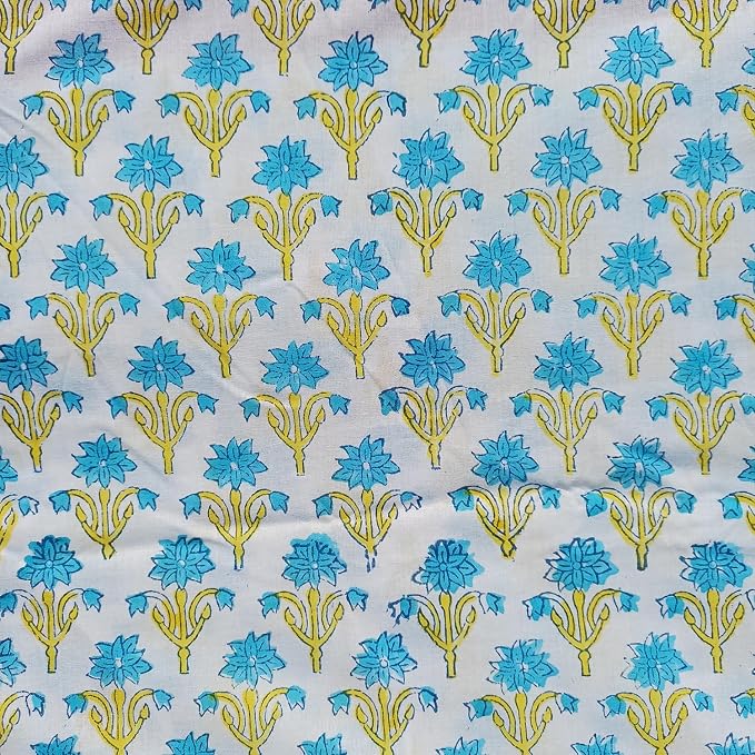 E-Tailor® Hand-Block Printed Pre-Cut Cotton Fabric Ideal - Image 2