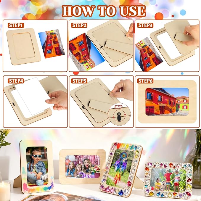 RYKOMO 42 Pack DIY Wooden Picture Frames, Unfinished Solid Wood Photo Picture - Image 5