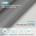 Grey Faux Leather Fabric 197"×55" Lychee Grain Upholstery Vinyl - Image 2