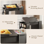 Drafting Table with Storage Cabinet & Drawers, Adjustable Drawing Table with - Image 6