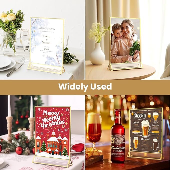 Acrylic Sign Holder 8.5X11 Gold Frames Double-Sided Gold Picture Frames - Image 6