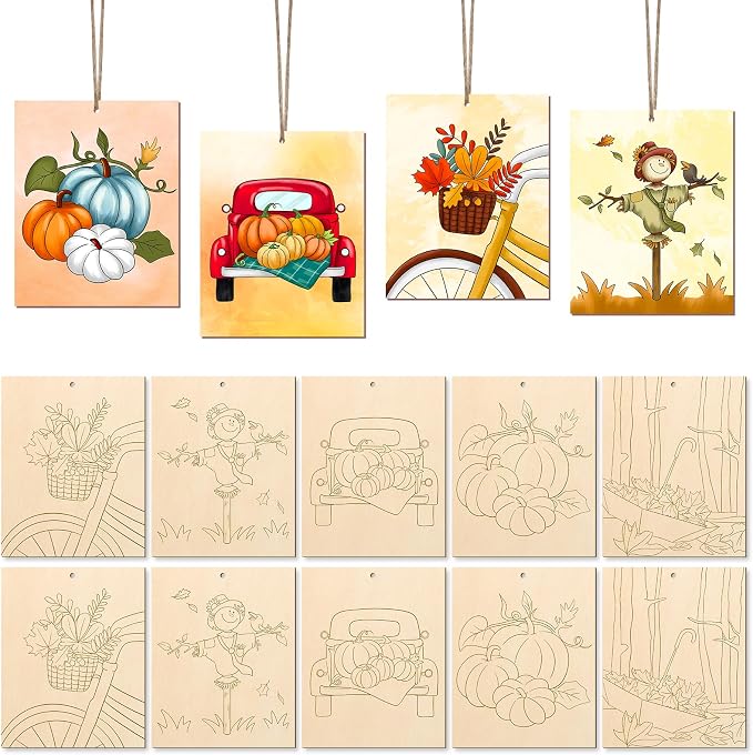 COCHIE 10PCS Large Fall Unfinished Wood Crafts to Paint by COCHIE