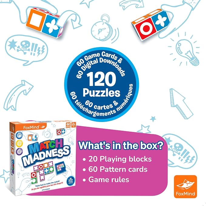 FoxMind Match Madness Board Game, Visual Recognition Matching Board Game - Image 7