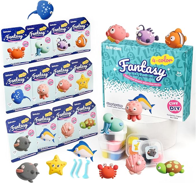 Both idea Air Dry Clay Kit, Ocean Theme | 12 Packs, Non-Toxic Kids Gift | by Bothidea