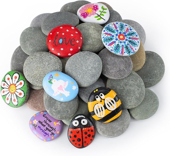 Simetufy 30 Pcs Rocks for Painting, Flat & Smooth Natural Stones to Paint by Simetufy