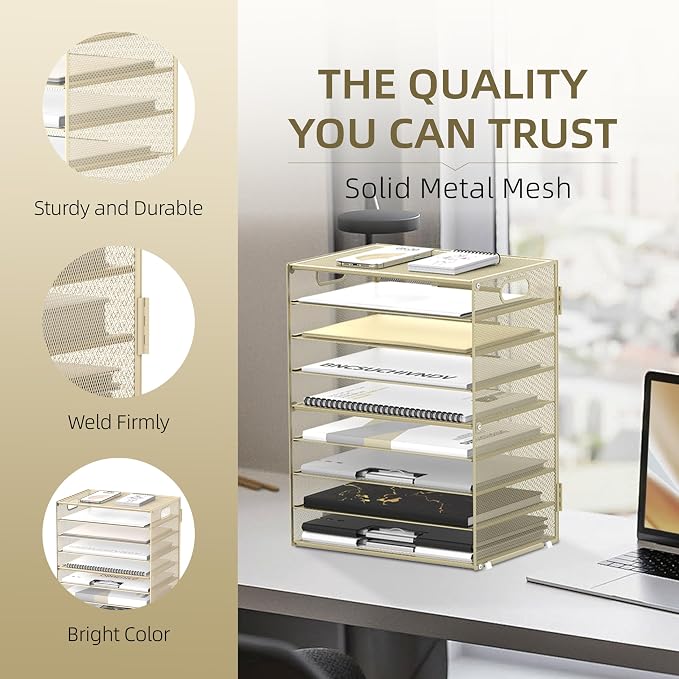 DALTACK 9-Tier Paper Organizer for Desk, Mesh Letter Tray Desk Organizer - Image 3