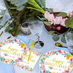 Tevxj 96 Pieces Happy Birthday Party Plates Napkins Boho Decorations Gold - Image 5