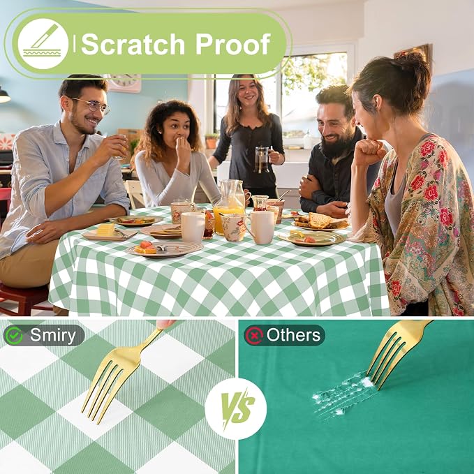 Smiry Oval Table Cloth, Waterproof Vinyl Tablecloths - Image 5