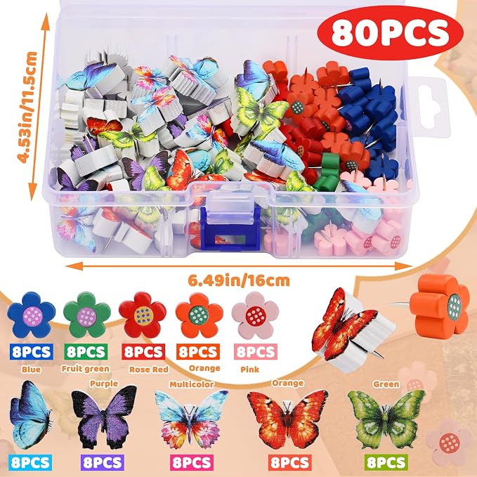 IMZAY Push Pins for Bulletin Board, Thumb Tacks Wooden Decorative Push Pins | - Image 2