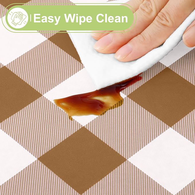 Smiry Rectangle Table Cloth, Waterproof Vinyl Tablecloth - Image 3