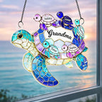Grandma's Little Turtle Broken Glass Hologram Ornament, Personalized Grandma - Image 6