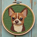 DIY Punch Needle Kits Cute Cartoon Brown Chihuahua Dog by Unknown