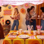 450 Pcs Daisy Groovy Tableware Set Decorations Boho Daisy Flower Paper Plates - Image 4