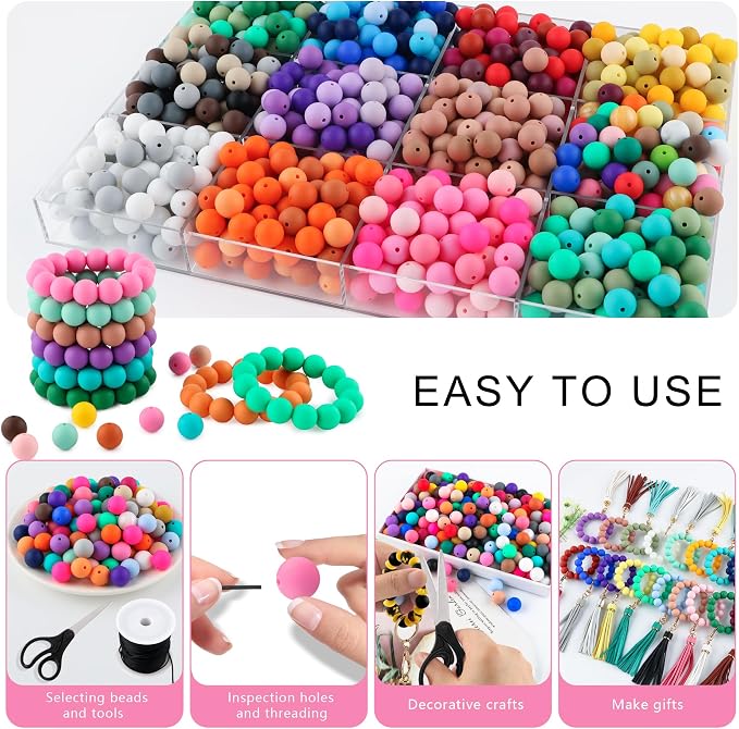 150Pcs Silicone Beads 15mm Mix Color, Bulk Silicone Beads 15mm - Image 4