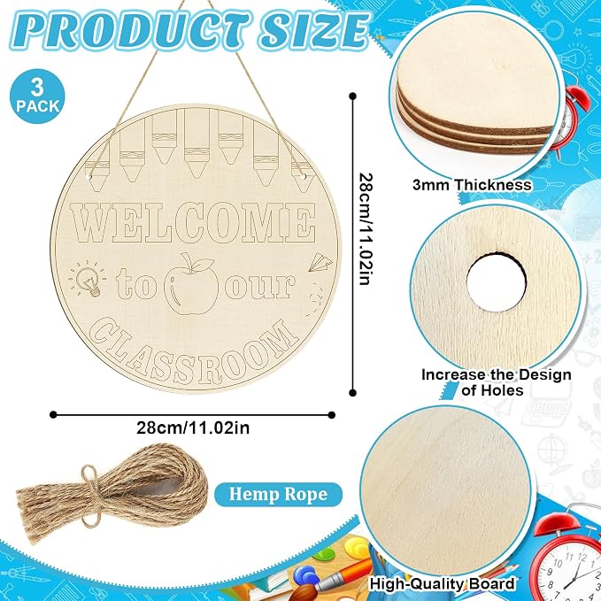 Large Welcome Sign for Classroom Decoration Crafts Hanging to Paint DIY Blank - Image 2