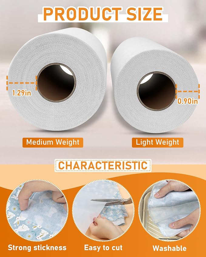 PLANTIONAL Medium Weight White Iron-On Non-Woven Fusible Interfacing: 11.6" x - Image 2