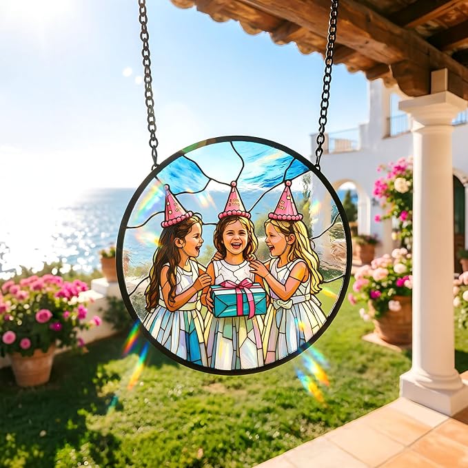 Personalized Stained Glass Sun Catcher, Custom Photo Family Portrait Window - Image 3