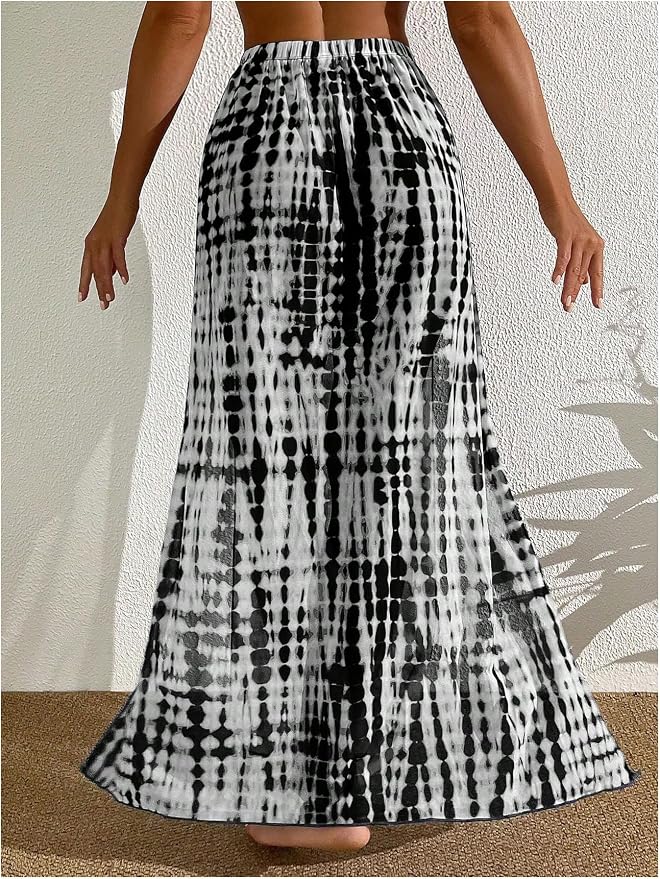 SHENHE Women's Swim Cover Up Skirt High Slit Tie Dye Beach Coverups Long Flowy - Image 2