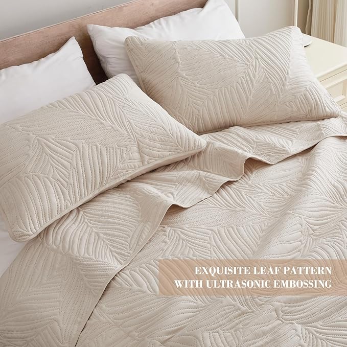 Exclusivo Mezcla California King Quilt Bedding Set, Lightweight Brich Beige - Image 3