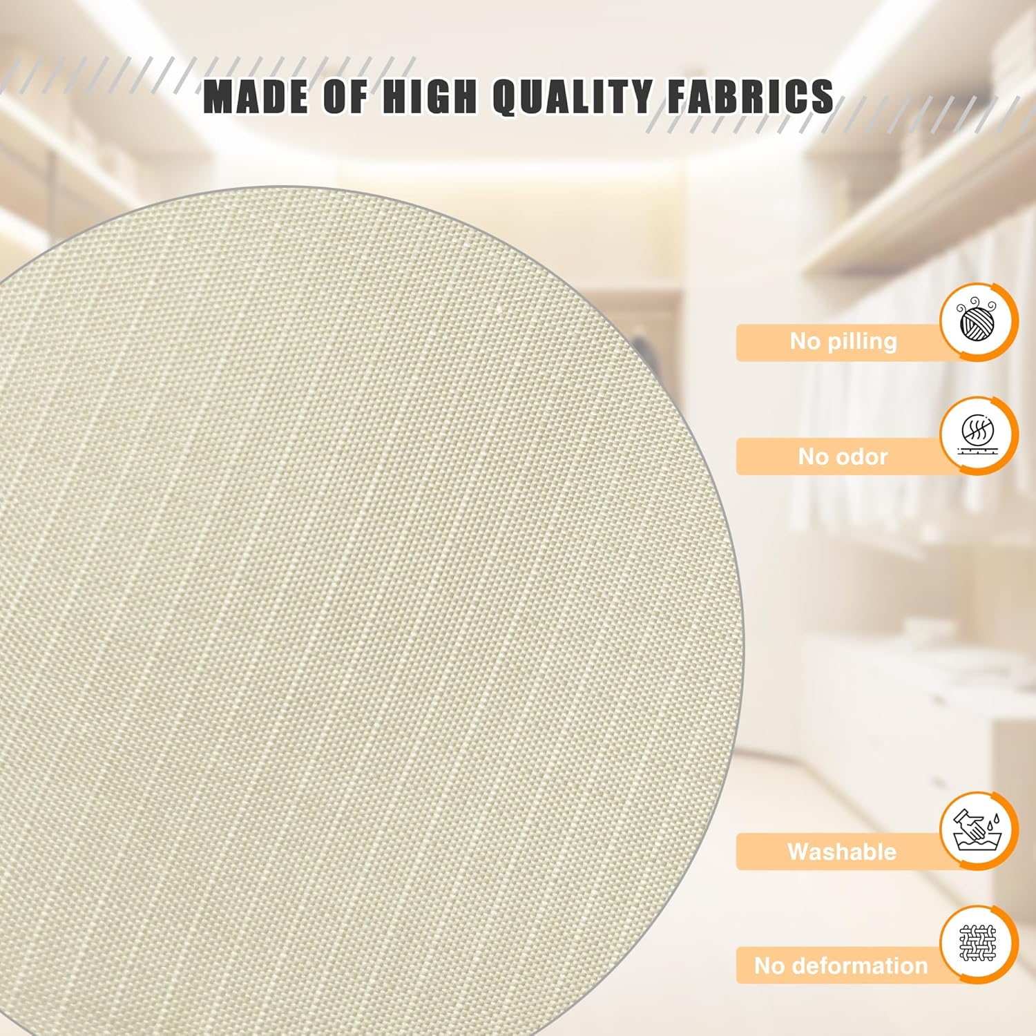 Hanging Closet Organizer, Easy Mount Foldable 4-Shelf Hanging Closet Wardrobe Storage Shelves, Clothes Handbag Shoes Accessories Storage, Washable Oxford Cloth Fabric, Beige