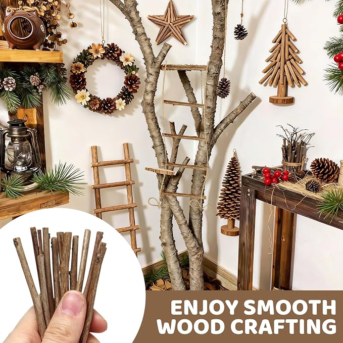 TKOnline 200Pcs Craft Sticks, 10cm 0.1-0.2 Inch in Diameter Wood Log Sticks - Image 7