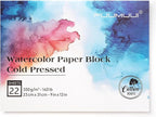 Watercolor Paper Block 9x12 Inch, Fuumuui 100% Cotton Paper Pad, 22 Sheets by FUUMUUI