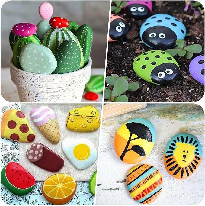 River Rocks for Painting 60 Pcs Large 2-3 Inch Flat Smooth Painting Stones - Image 5